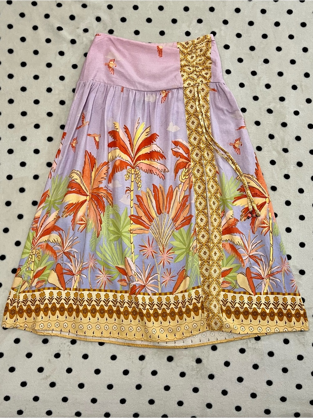 FARM Rio Céu Tropical Wrap Midi Skirt Size L